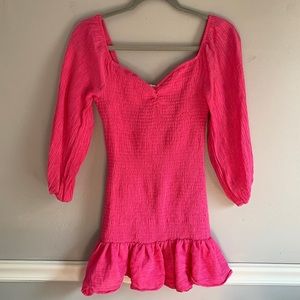 Pink Puff-Sleeve Dress
